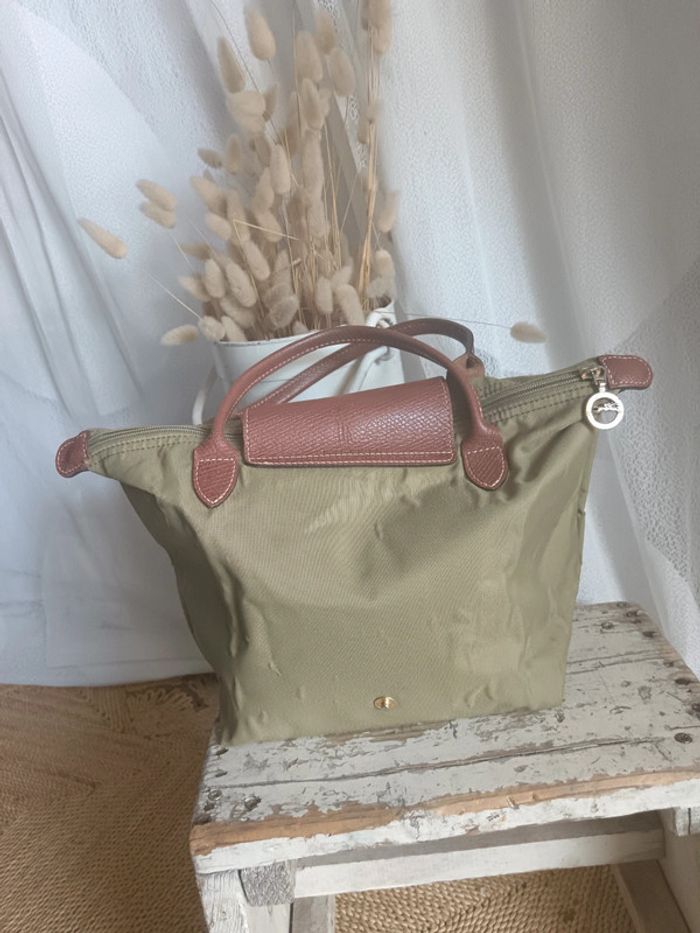 Longchamp | le Pliage kaki et cuir marron | t. S - photo numéro 3