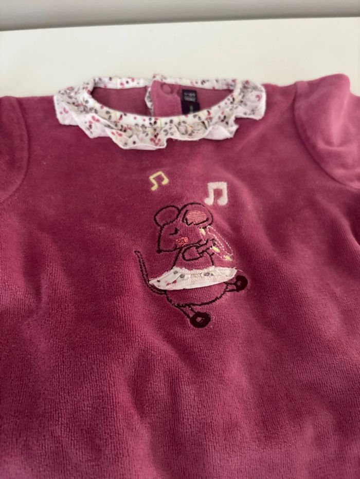 Pyjama velours fille - taille 3 mois - vertbaudet - photo numéro 2