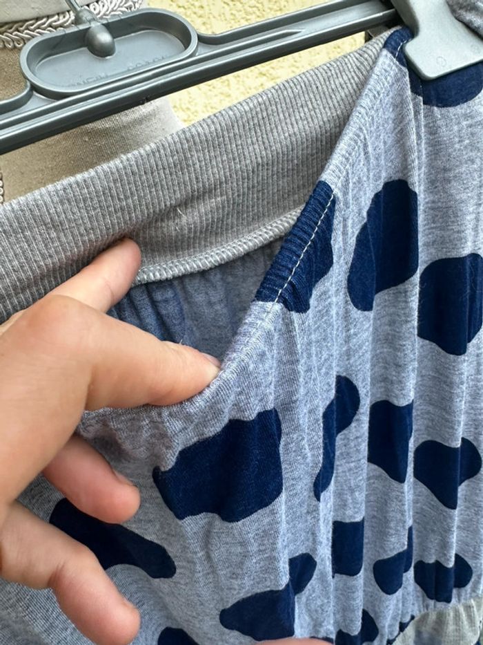 🤍 Combi-pantalon bustier grise à pois bleus – Taille M - photo numéro 10