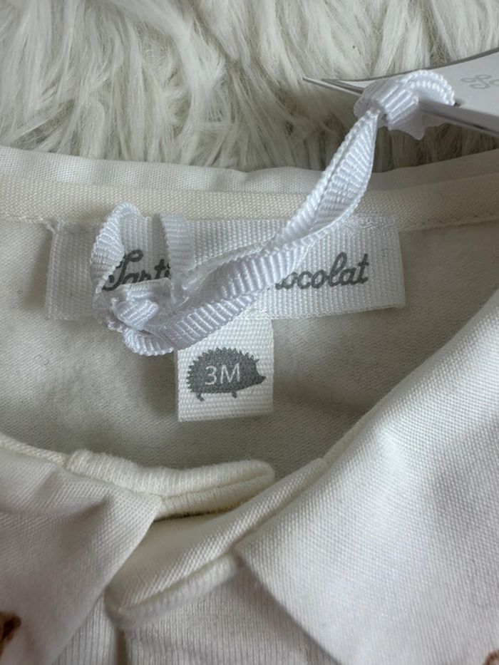 Ensemble tartine et chocolat salopette en velours beige et body manches longues taille 3 mois - photo numéro 5
