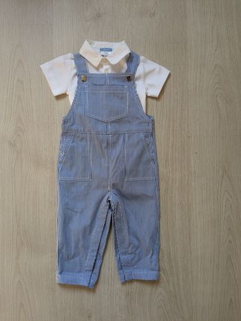 Ensemble body et salopette rayée Jacadi 18 mois
