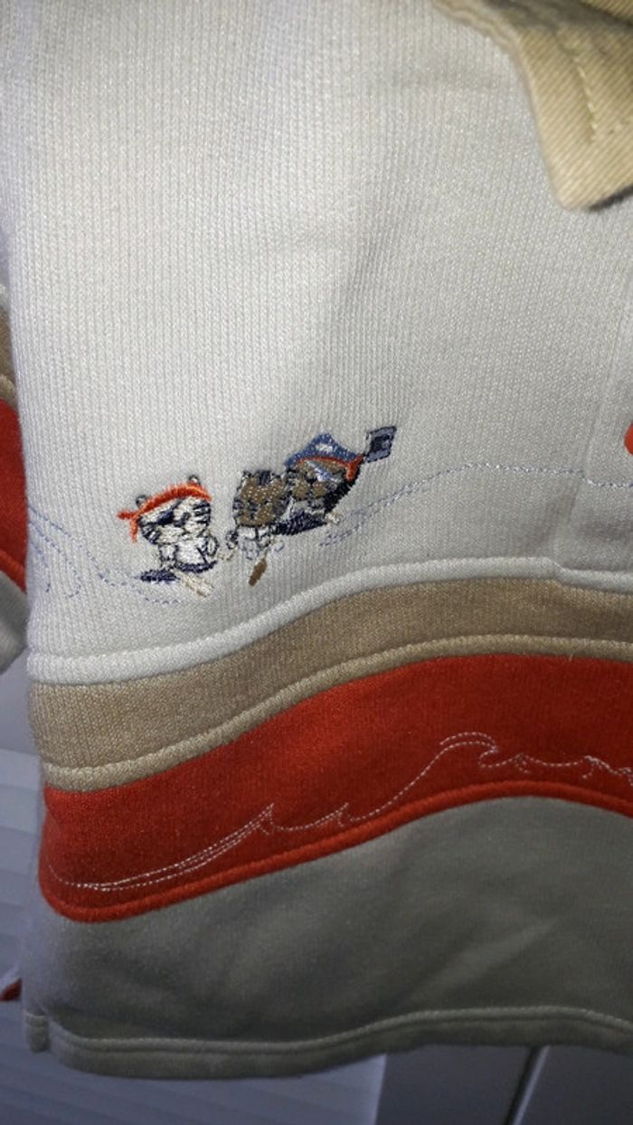 Sweatshirt beige et orange petits chats taille 18 mois - photo numéro 2