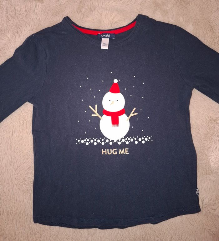 T shirt manche longue Bleu bonhomme de neige okaidi 8 ans - photo numéro 2