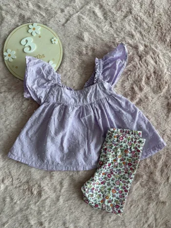 Ensemble violet fleurie 3 mois