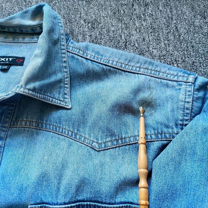 Chemise en Jean Homme Exit – Style Western – Délavage Bleu Clair – Taille L Vintage - photo numéro 4