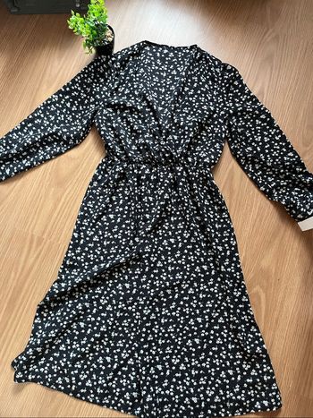 Robe manches longues noire fleuris T.XS Shein TBE 🌼
