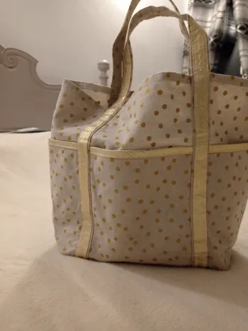 Sac fourre-tout en tissu avec pois doré
