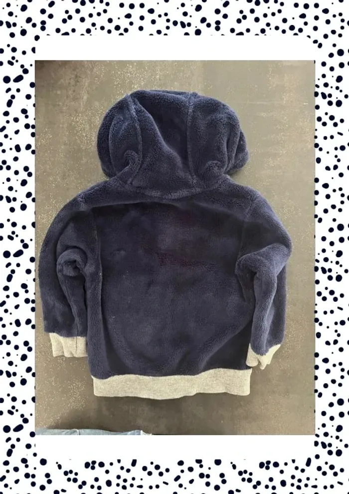 Gilet zippé polaire bleu à capuche ourson taille 9-12 mois marque Lupilu - photo numéro 4