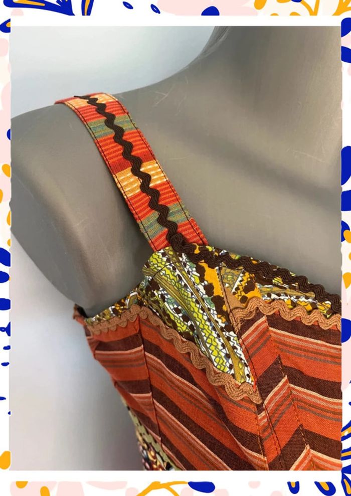🌟 Débardeur Paul Brial – Taille 2 – Neuf avec étiquette – Motif marron, orange & vert 🌟 - photo numéro 2