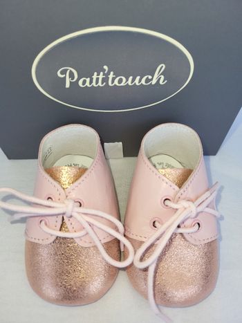 Chaussures bébés en cuir rose Point 16 Made in France 🇨🇵