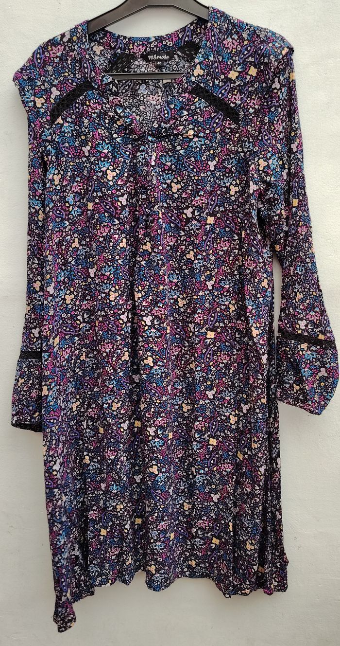 Robe fluide MS Mode | Imprimé floral multicolore | Taille 40