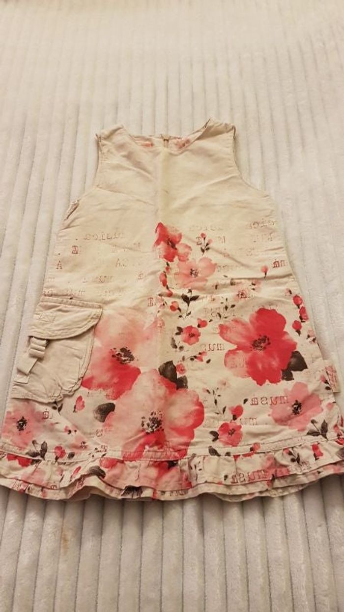robe 2 ans beige fleurs