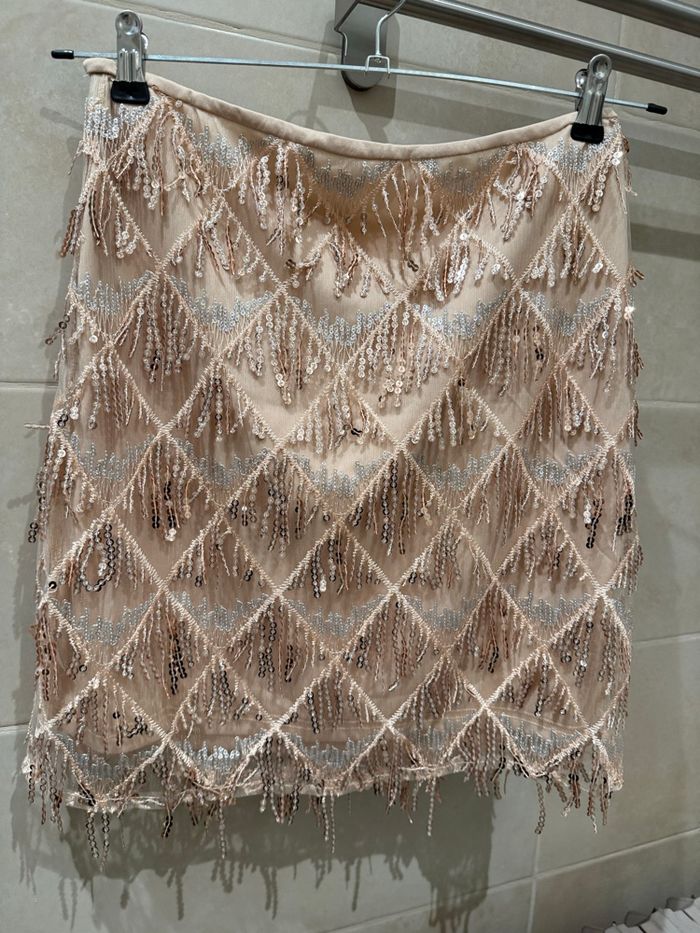 Jupe à sequins beige