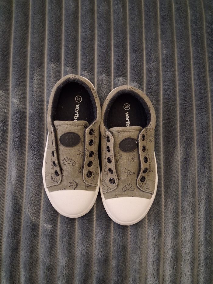 Baskets sans lacets kaki et blanc Vertbaudet - photo numéro 3