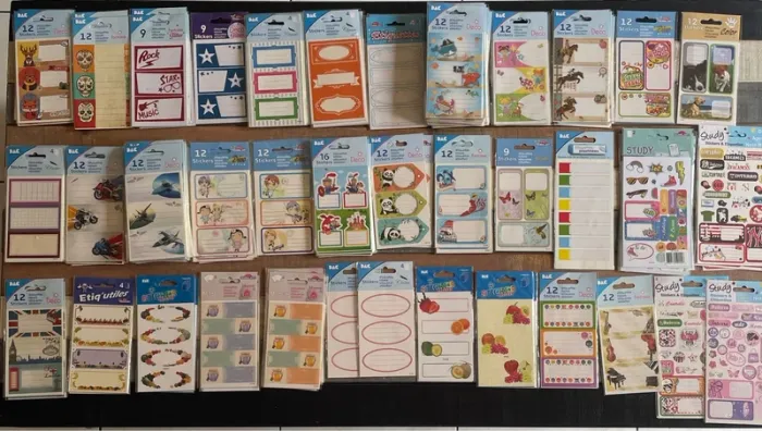 Étiquettes cahier fournitures