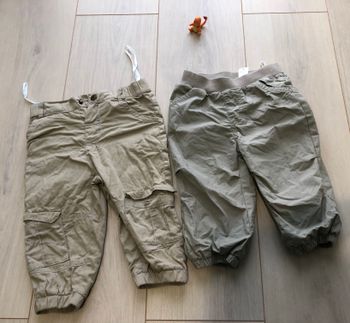 Lot 2 pantalons gris beige 80 cm