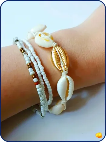 Lot bracelets perles & coquillage – tendance été 🌞