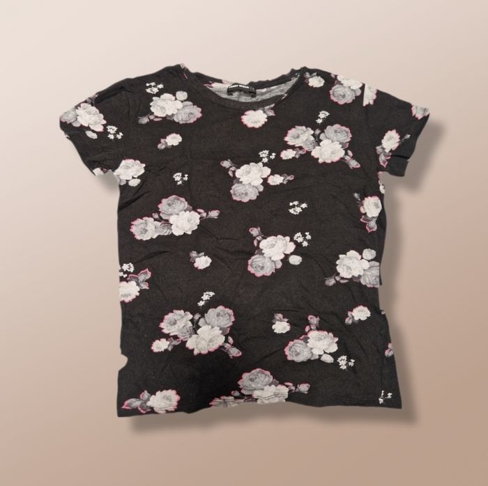 T-shirt manches courtes noir à fleurs - Tally Weijl - Taille S