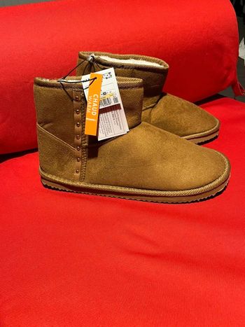Chaussons pantoufles bottines boots femme 40  marron fourrées neuf