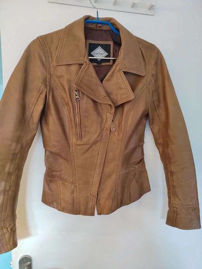 Perfecto en cuir marron t. 1 Glam Cuir - photo numéro 2