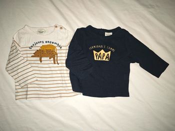 Lot de 2 tee-shirts longues manches 6 mois Tape à l'oeil