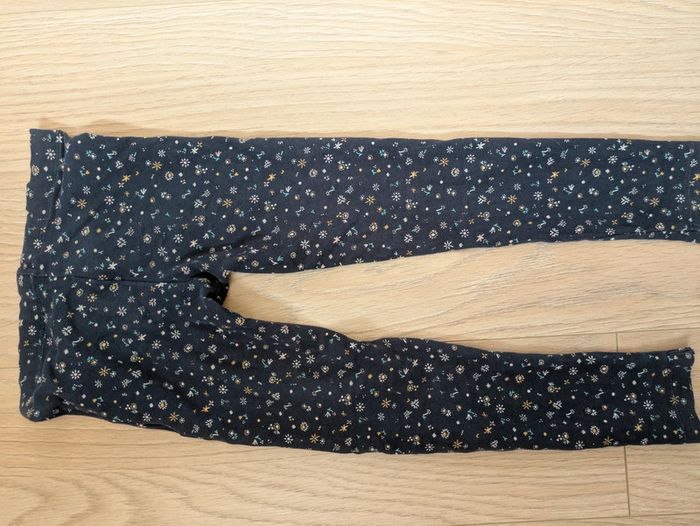 Leggings fille bleu marine fleurs - photo numéro 3