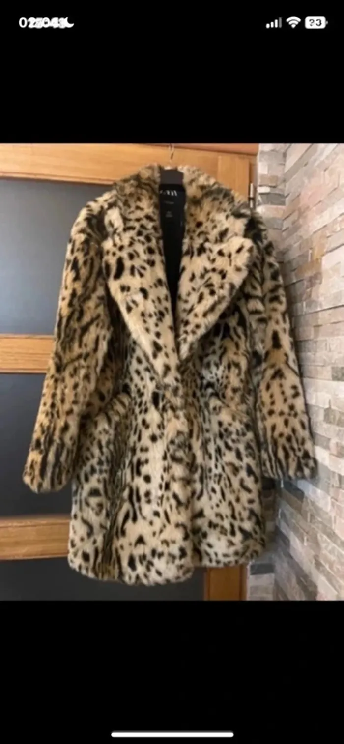 Magnifique manteau léopard, fausse fourrure tendance Zara, taille L glamour - photo numéro 4