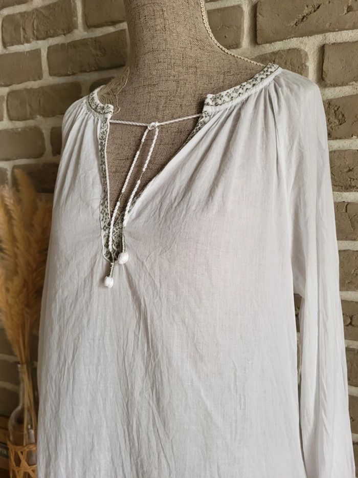 Blouse bohème blanche et broderies argentées Noa Noa - 100% coton - photo numéro 7