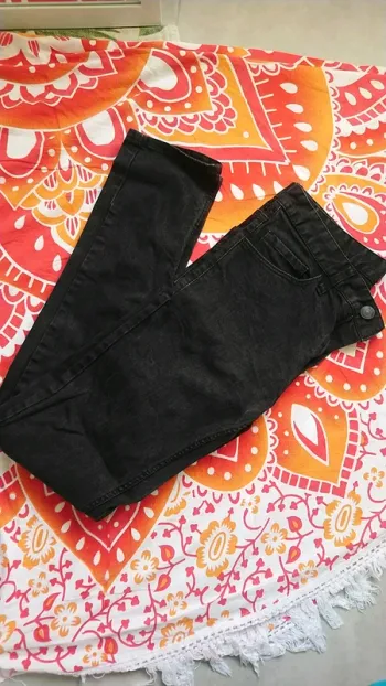 Pantalon noir effet délavé, kiabi