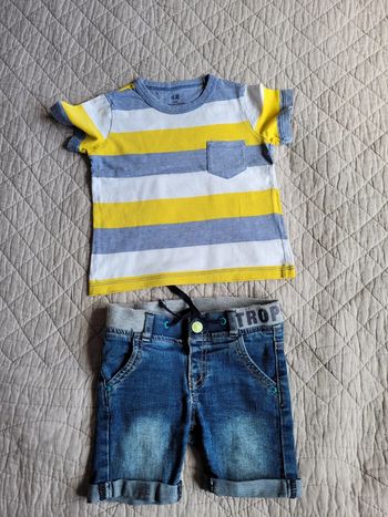 T-shirt +short, h&m, gemo, taille 24 mois, 1an et demi/2 ans