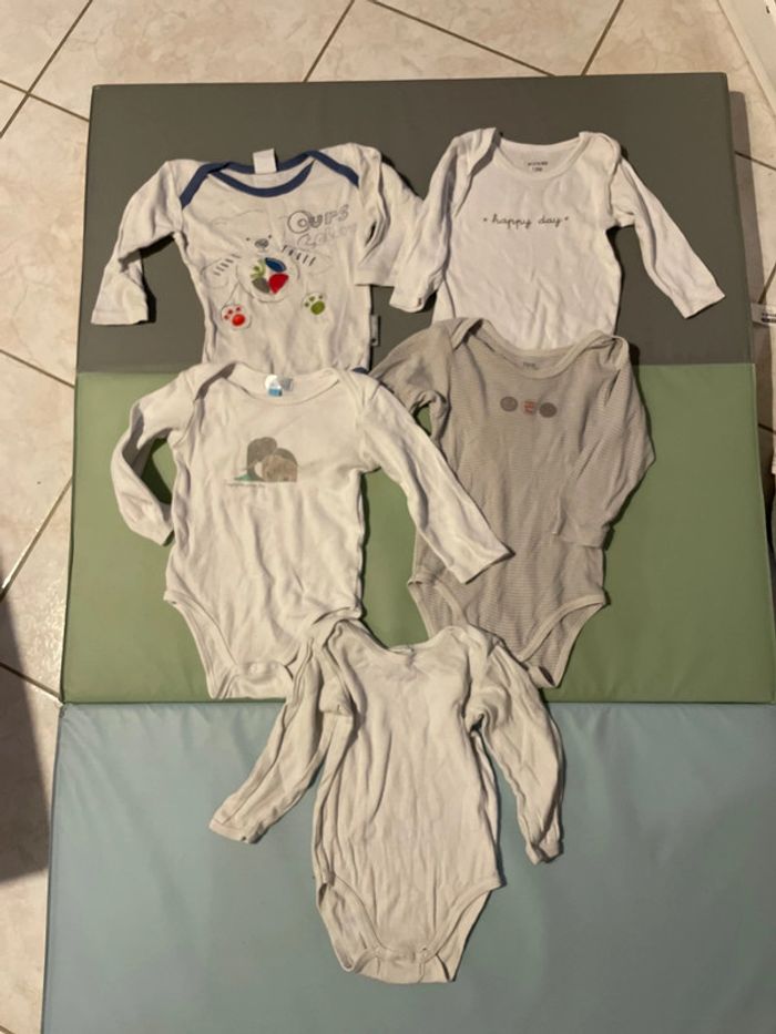Lot de 4 bodies à manches longues 12 mois + 1 offert