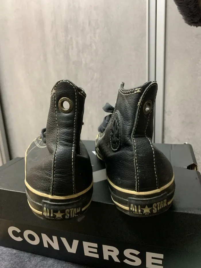 Baskets Converses en cuir noir femme 38 - photo numéro 2