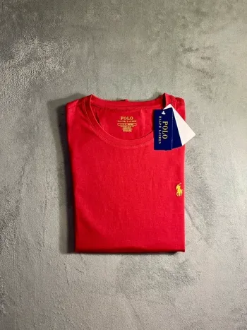 T-shirt Ralph Lauren Crewneck Embroidered Burgundy Yellow Poney – Taille L