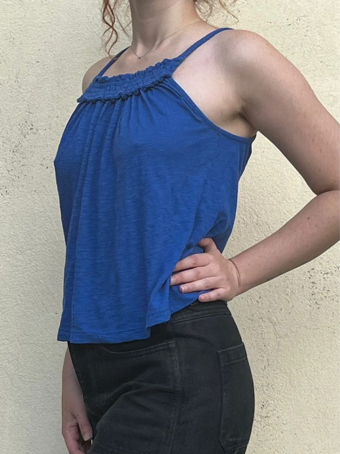 Débardeur ample plissé bleu électrique - photo numéro 5