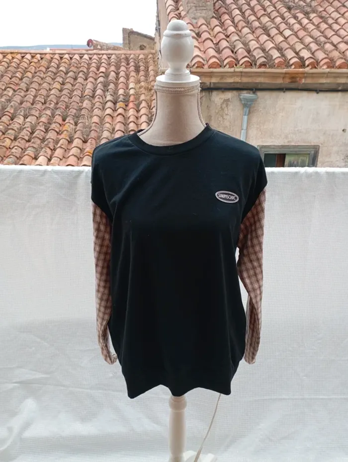 Sweat à manches à carreaux - SHEIN taille m