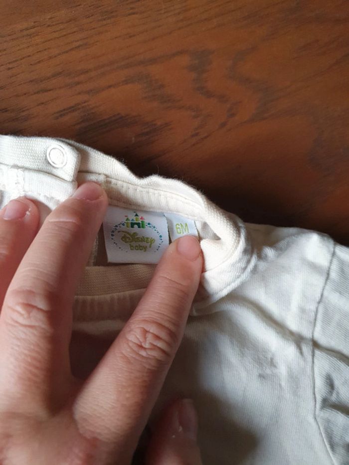 Tee Shirt Manches Longues Disney Beige 6 Mois - photo numéro 3