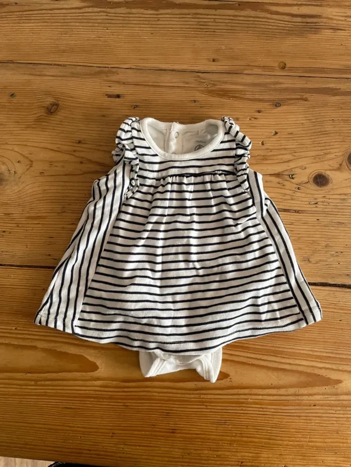 Robe marinière body 1 mois petit bateau