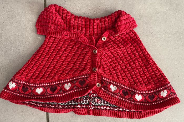 Poncho cape rouge bébé 6 mois