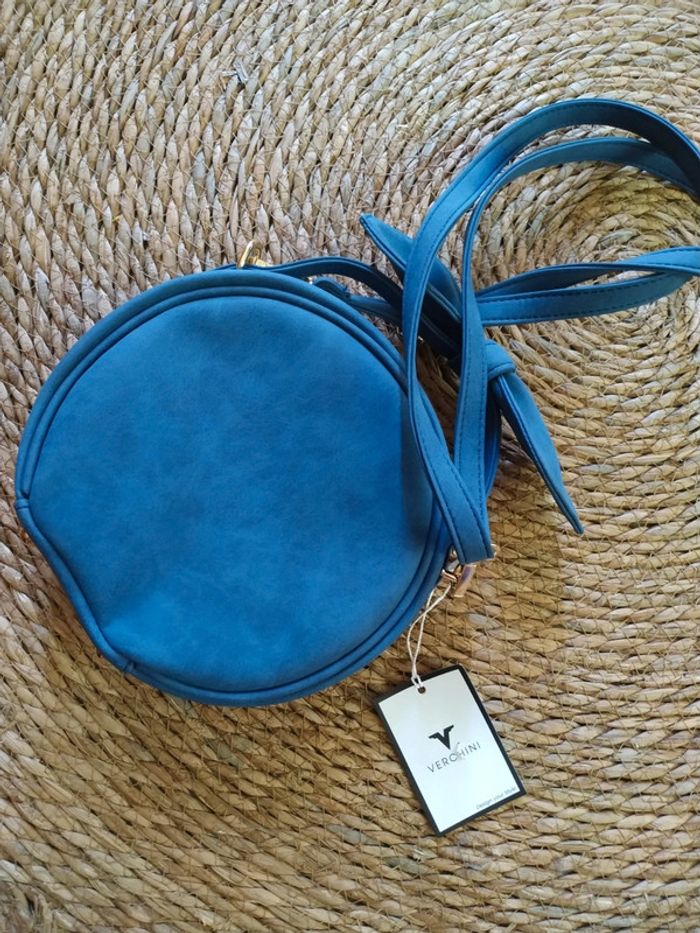 Sac bandoulière bleu et doré, avec noeud - photo numéro 4