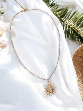 Collier pendentif soleil  - acier inoxydable - tendance bohème  - neuf 🌴