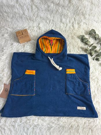 Poncho bleu éponge Pakal ETHNIC taille 0-3 ans