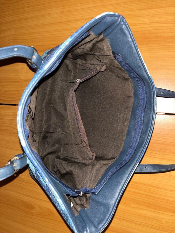 Sac à main bleu à motif géométrique (moyen) - photo numéro 6