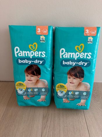 100 couches Pampers baby dry taille 3