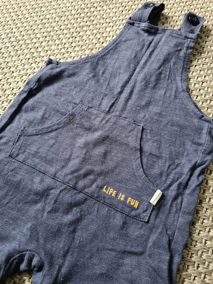 Salopette courte bleue marine "life is fun" - 12 mois - photo numéro 3