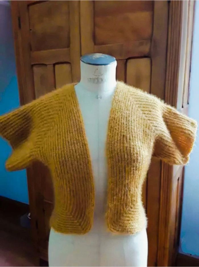 Veste boléro en laine moutarde BOU'S Taille unique - photo numéro 5