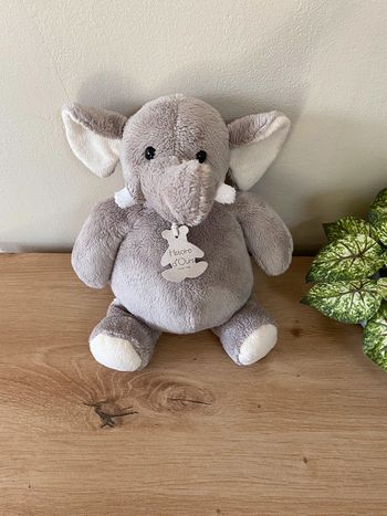 Doudou peluche éléphant gris écru histoire d ours 23 cm