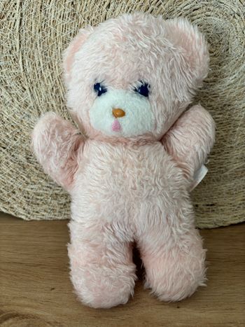 Vintage ours rose yeux bleus grelot boulgom