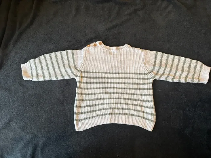 Pull marinière vert Kiabi 24 mois - photo numéro 3