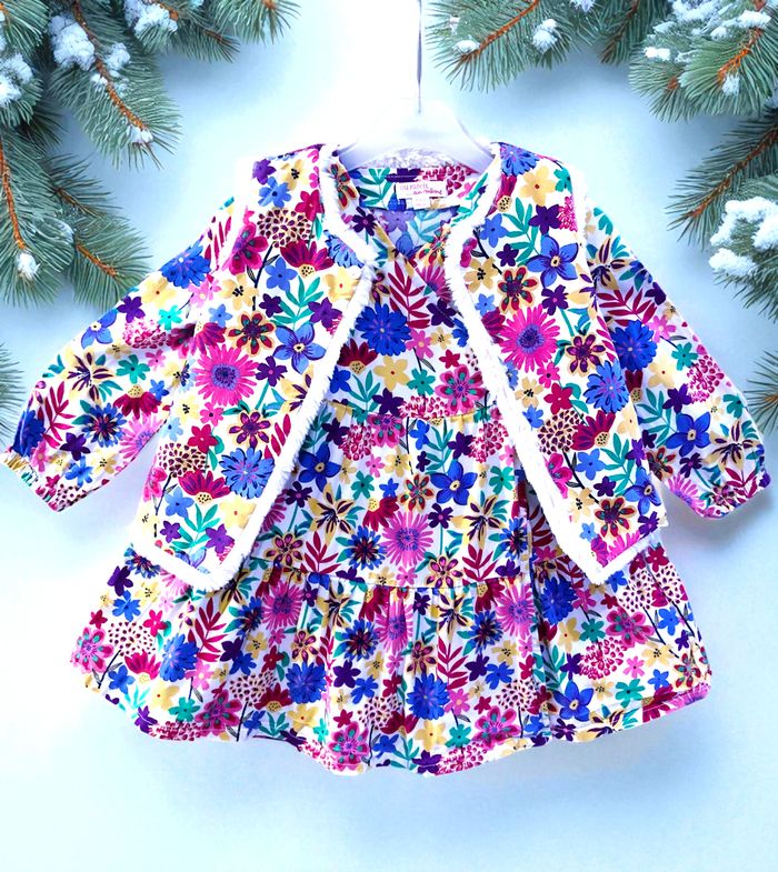 DPAM - ENSEMBLE 2P FILLE - ROBE & BOLÉRO RÉVERSIBLE MOTIF FLEURS & VOLANT 3A - photo numéro 2