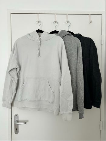 Lot 3 sweats à capuche molletonné blanc gris H&M M/L